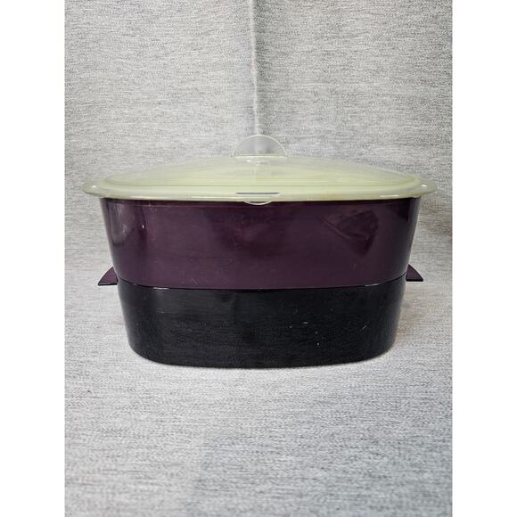 Tupperware 6 Piece 2 1/4 Quarts Oval Microwave Stack Cooker Steamer Set Purple - Picture 2 of 4